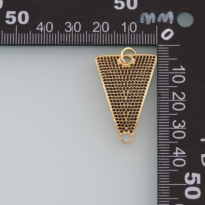 18K Gold Filled Triangle Pendant, CZ Micro Pave Triangle Charm Bracelet Necklace for DIY Jewelry Making Supply