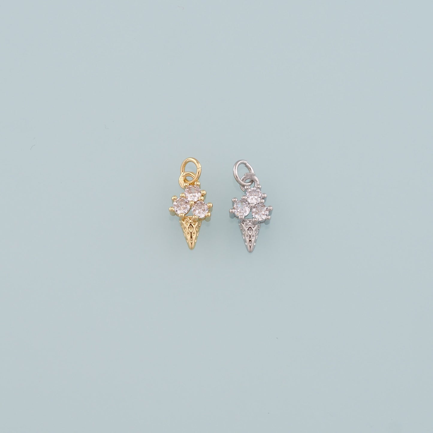 Gold Summer Charms,18K Gold Filled Ice Cream Pendant,CZ Micro Pave Ice Cream Charm Bracelet Necklace for DIY Jewelry Making Supply