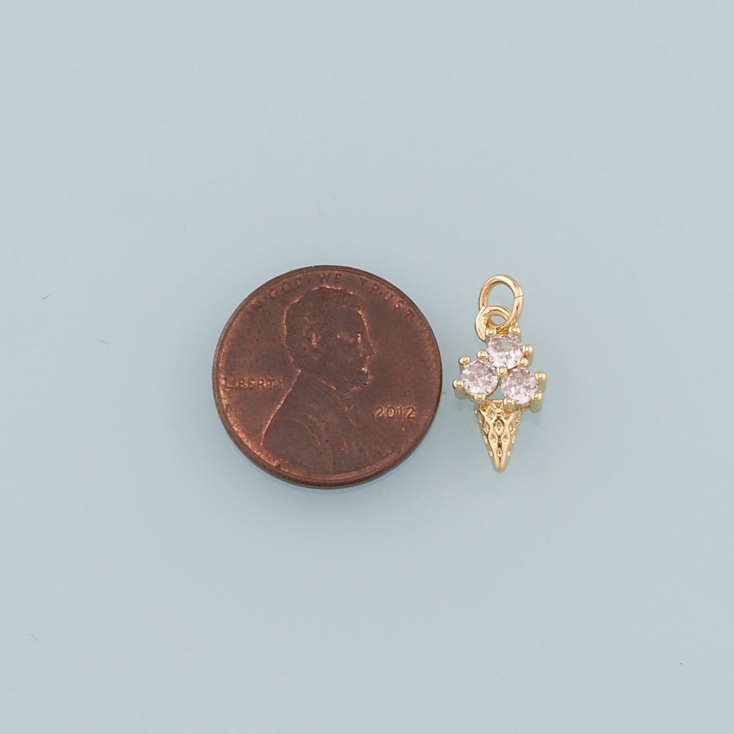 Gold Summer Charms,18K Gold Filled Ice Cream Pendant,CZ Micro Pave Ice Cream Charm Bracelet Necklace for DIY Jewelry Making Supply