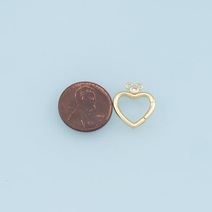 18K Gold Filled Gold Spring Gate Ring Heart Clasp,Push Clip Clasp,Spring Gate for Jewelry Making