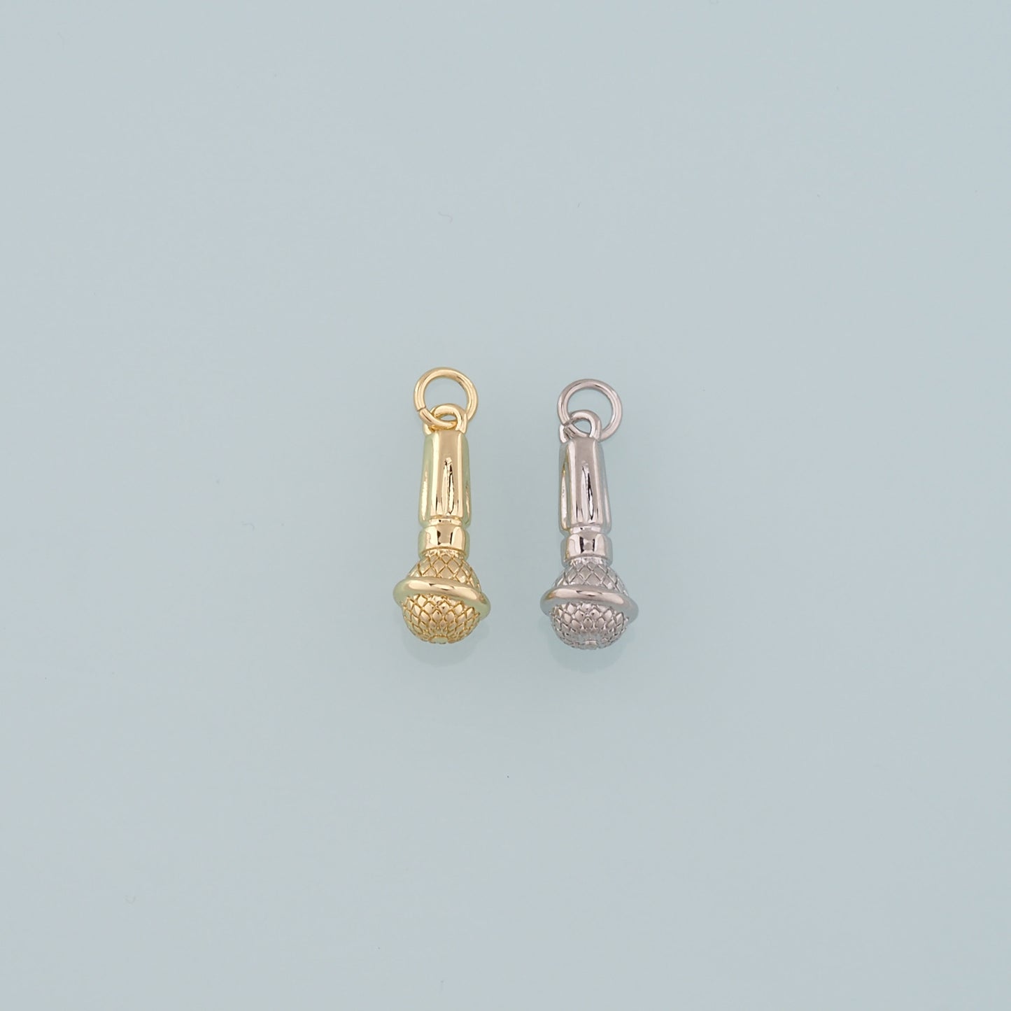 Gold Singer Charms,18K Gold Filled Microphone Pendant,Microphone Charm Bracelet Necklace for DIY Jewelry Making Supply