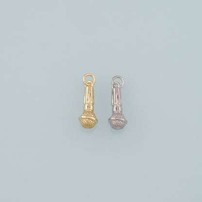 Gold Singer Charms,18K Gold Filled Microphone Pendant,Microphone Charm Bracelet Necklace for DIY Jewelry Making Supply