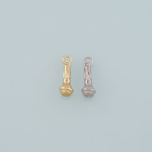 Gold Singer Charms,18K Gold Filled Microphone Pendant,Microphone Charm Bracelet Necklace for DIY Jewelry Making Supply