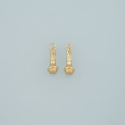 Gold Singer Charms,18K Gold Filled Microphone Pendant,Microphone Charm Bracelet Necklace for DIY Jewelry Making Supply
