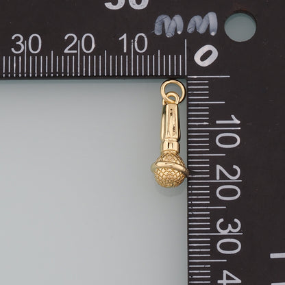 Gold Singer Charms,18K Gold Filled Microphone Pendant,Microphone Charm Bracelet Necklace for DIY Jewelry Making Supply