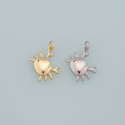 Gold Marine Life Charms,18K Gold Filled Crab Pendant,Crab Charms Bracelet Necklace for DIY Jewelry Making Supply