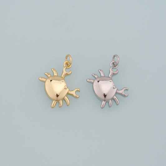 Gold Marine Life Charms,18K Gold Filled Crab Pendant,Crab Charms Bracelet Necklace for DIY Jewelry Making Supply