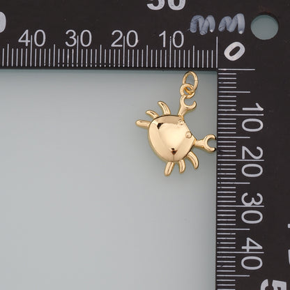 Gold Marine Life Charms,18K Gold Filled Crab Pendant,Crab Charms Bracelet Necklace for DIY Jewelry Making Supply
