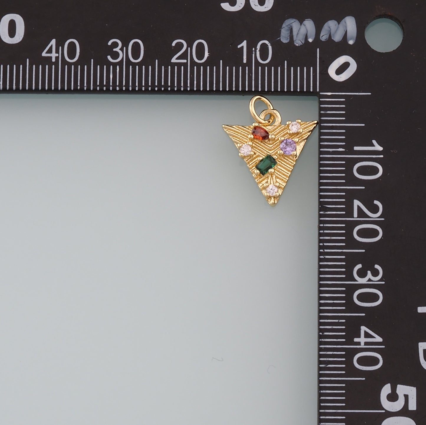18K Gold Filled Triangle Pendant, CZ Micro Pave Triangle Charm Bracelet Necklace for DIY Jewelry Making Supply