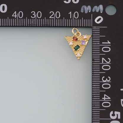 18K Gold Filled Triangle Pendant, CZ Micro Pave Triangle Charm Bracelet Necklace for DIY Jewelry Making Supply
