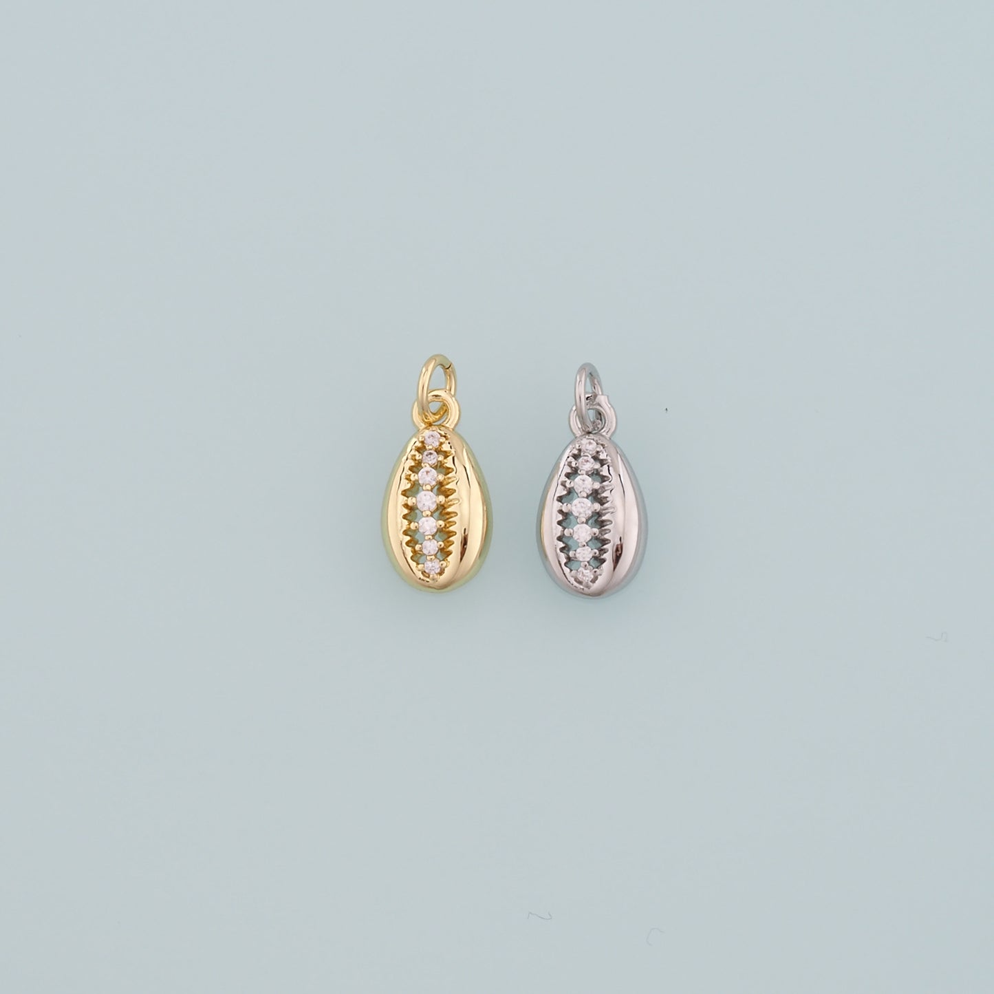 Gold Ocean Charms,18K Gold Filled Shell Pendant,CZ Micro Pave Conch Shell Charm Bracelet Necklace for DIY Jewelry Making Supply
