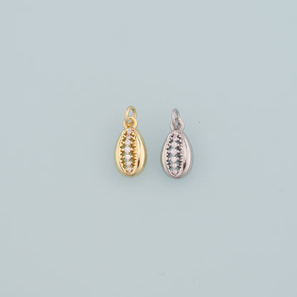 Gold Ocean Charms,18K Gold Filled Shell Pendant,CZ Micro Pave Conch Shell Charm Bracelet Necklace for DIY Jewelry Making Supply
