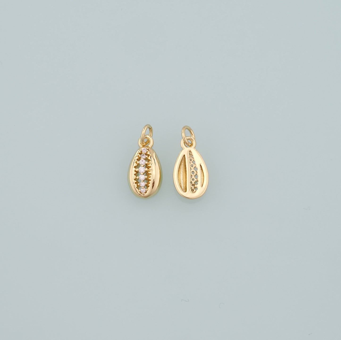 Gold Ocean Charms,18K Gold Filled Shell Pendant,CZ Micro Pave Conch Shell Charm Bracelet Necklace for DIY Jewelry Making Supply