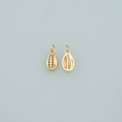 Gold Ocean Charms,18K Gold Filled Shell Pendant,CZ Micro Pave Conch Shell Charm Bracelet Necklace for DIY Jewelry Making Supply
