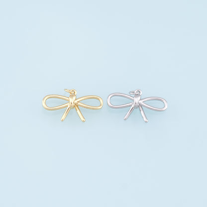 Gold Bow Charms,18K Gold Filled Bow Pendant,bow tie Charm Bracelet Necklace for DIY Jewelry Making Supply