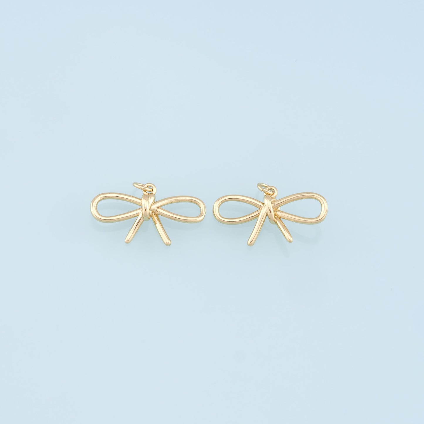 Gold Bow Charms,18K Gold Filled Bow Pendant,bow tie Charm Bracelet Necklace for DIY Jewelry Making Supply