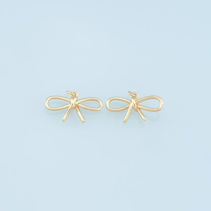 Gold Bow Charms,18K Gold Filled Bow Pendant,bow tie Charm Bracelet Necklace for DIY Jewelry Making Supply