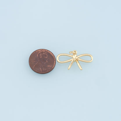 Gold Bow Charms,18K Gold Filled Bow Pendant,bow tie Charm Bracelet Necklace for DIY Jewelry Making Supply