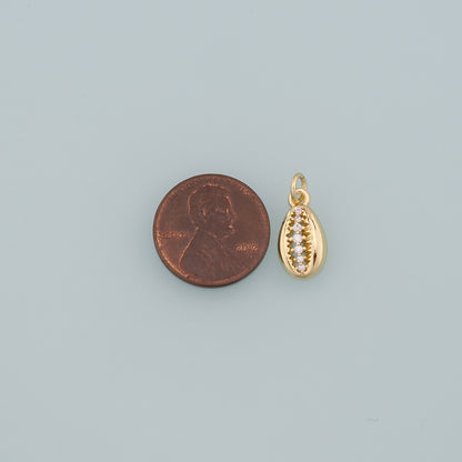 Gold Ocean Charms,18K Gold Filled Shell Pendant,CZ Micro Pave Conch Shell Charm Bracelet Necklace for DIY Jewelry Making Supply