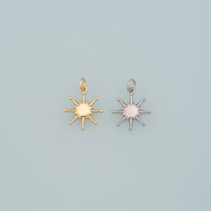 Gold Sun Charms,18K Gold Filled Sun Pendant,Celestial Charm Bracelet Necklace for DIY Jewelry Making Supply