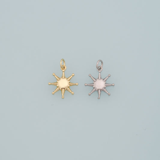 Gold Sun Charms,18K Gold Filled Sun Pendant,Celestial Charm Bracelet Necklace for DIY Jewelry Making Supply