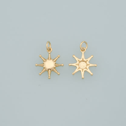 Gold Sun Charms,18K Gold Filled Sun Pendant,Celestial Charm Bracelet Necklace for DIY Jewelry Making Supply