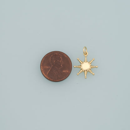 Gold Sun Charms,18K Gold Filled Sun Pendant,Celestial Charm Bracelet Necklace for DIY Jewelry Making Supply