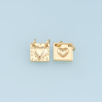 Gold Heart Charms,18K Gold Filled Heart Pendant,Heart Charm Bracelet Necklace for DIY Jewelry Making Supply