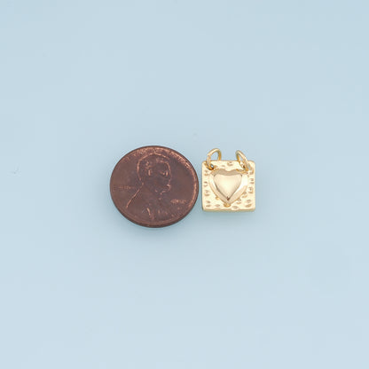 Gold Heart Charms,18K Gold Filled Heart Pendant,Heart Charm Bracelet Necklace for DIY Jewelry Making Supply