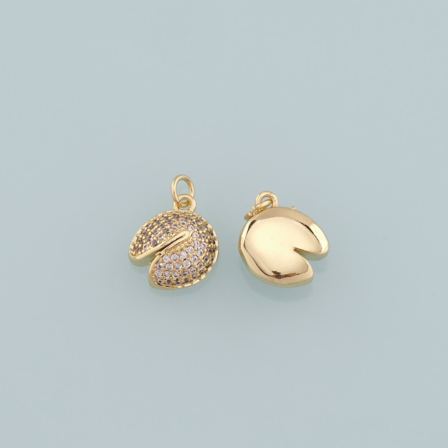 18K Gold Filled Cookie Pendant,CZ Micro Pave Fortune Cookie Charm Bracelet Necklace for DIY Jewelry Making Supply
