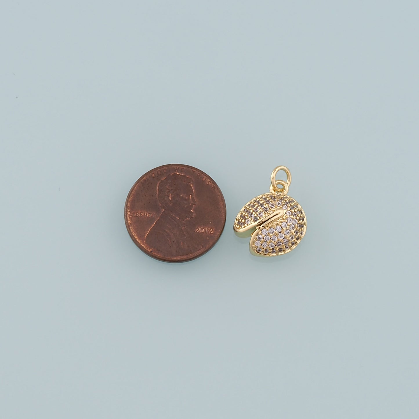 18K Gold Filled Cookie Pendant,CZ Micro Pave Fortune Cookie Charm Bracelet Necklace for DIY Jewelry Making Supply