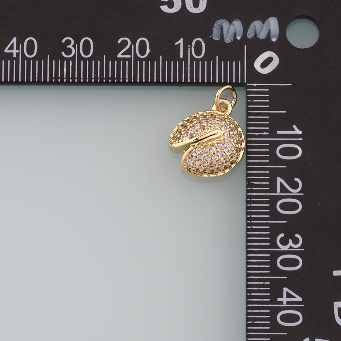 18K Gold Filled Cookie Pendant,CZ Micro Pave Fortune Cookie Charm Bracelet Necklace for DIY Jewelry Making Supply