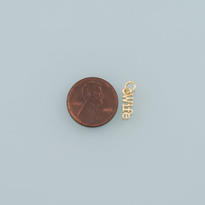 18K Gold Filled Wife Pendant,Dainty Wife Charm Bracelet Necklace for DIY Jewelry Making Supply