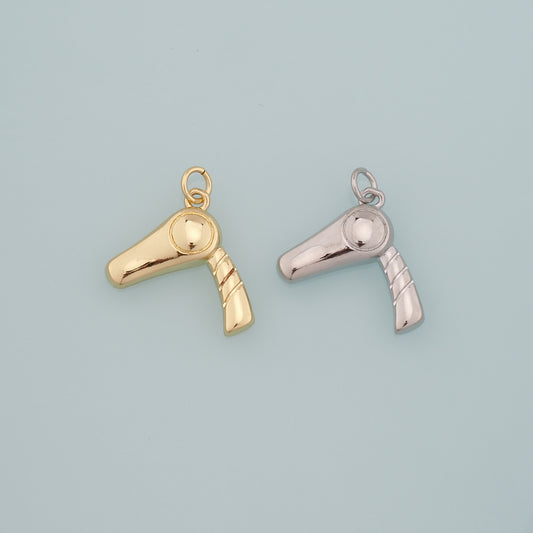 Gold Hairstylist Charms,18K Gold Filled Hair Dryer Pendant,Hair Dryer Charm Bracelet Necklace for DIY Jewelry Making Supply