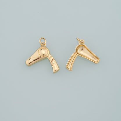 Gold Hairstylist Charms,18K Gold Filled Hair Dryer Pendant,Hair Dryer Charm Bracelet Necklace for DIY Jewelry Making Supply