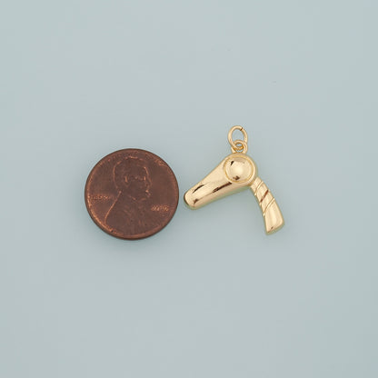 Gold Hairstylist Charms,18K Gold Filled Hair Dryer Pendant,Hair Dryer Charm Bracelet Necklace for DIY Jewelry Making Supply