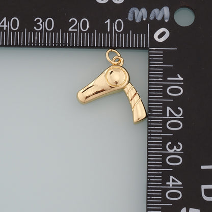 Gold Hairstylist Charms,18K Gold Filled Hair Dryer Pendant,Hair Dryer Charm Bracelet Necklace for DIY Jewelry Making Supply