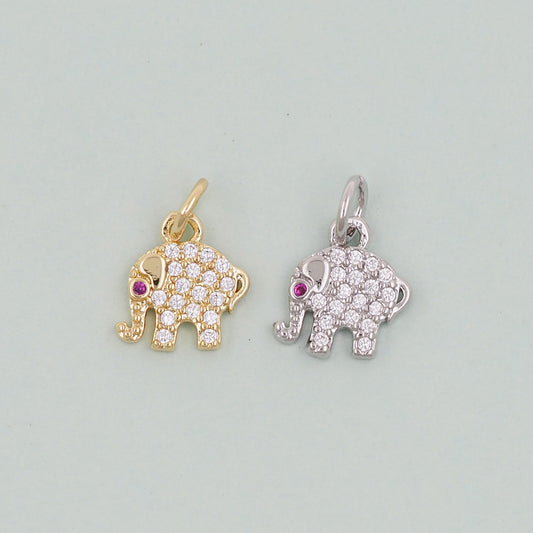 Gold Tiny Elephant Charms,18K Gold Filled CZ Elephant Pendant,Elephant Charm Bracelet Necklace for DIY Jewelry Making Supply
