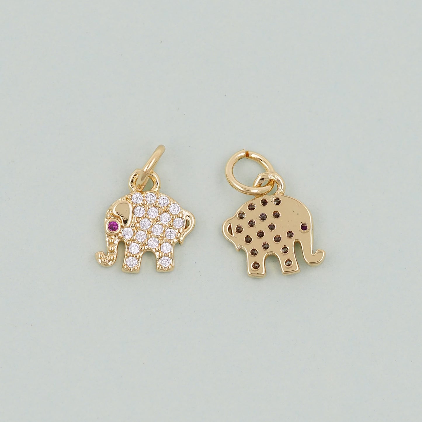 Gold Tiny Elephant Charms,18K Gold Filled CZ Elephant Pendant,Elephant Charm Bracelet Necklace for DIY Jewelry Making Supply