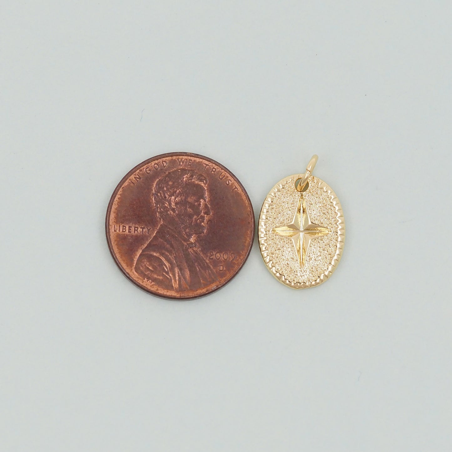Gold Oval Star Charms,18K Gold Filled Starburst Pendant,North Star Charm Bracelet Necklace for DIY Jewelry Making Supply
