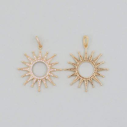 Gold Sun Charms,18K Gold Filled Round  Pendant,Celestial Charm Bracelet Necklace for DIY Jewelry Making Supply
