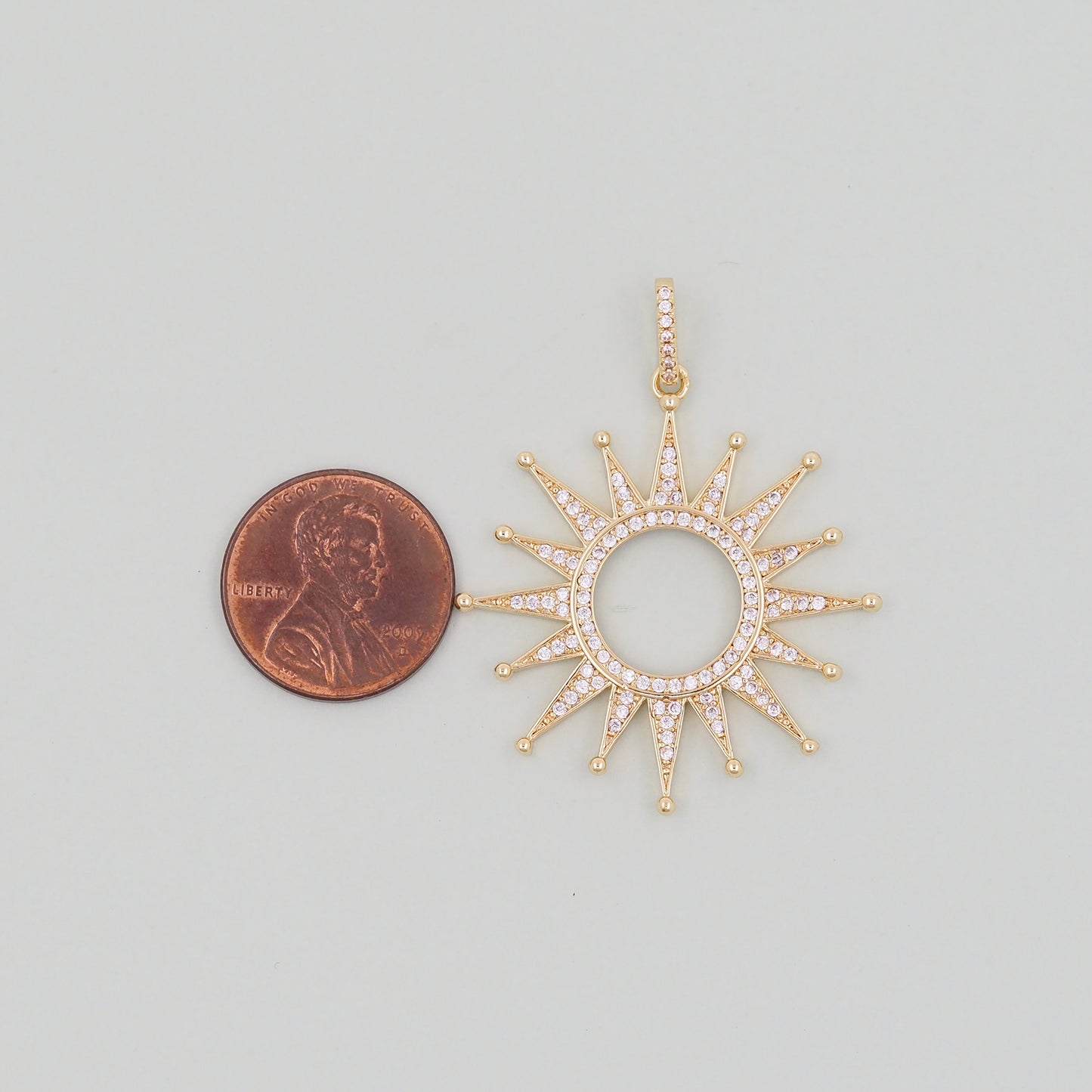 Gold Sun Charms,18K Gold Filled Round  Pendant,Celestial Charm Bracelet Necklace for DIY Jewelry Making Supply