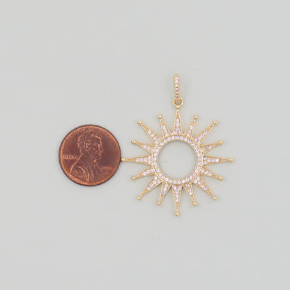 Gold Sun Charms,18K Gold Filled Round  Pendant,Celestial Charm Bracelet Necklace for DIY Jewelry Making Supply