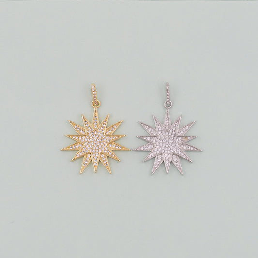 Gold Sun Charms,18K Gold Filled Star  Pendant,Celestial Charm Bracelet Necklace for DIY Jewelry Making Supply