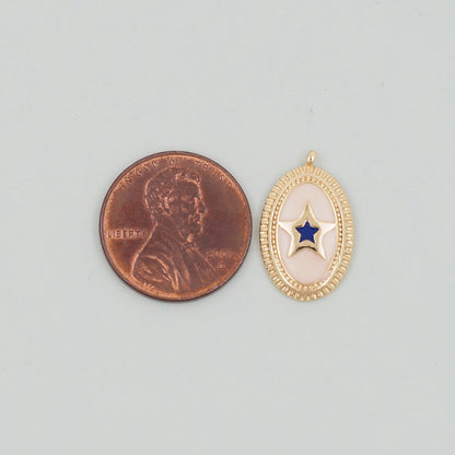 Gold Oval Star Charms,18K Gold Filled Star Pendant,Silver Star Charm Bracelet Necklace for DIY Jewelry Making Supply