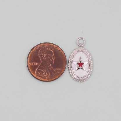 Gold Oval Star Charms,18K Gold Filled Star Pendant,Silver Star Charm Bracelet Necklace for DIY Jewelry Making Supply
