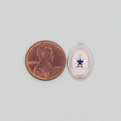 Gold Oval Star Charms,18K Gold Filled Star Pendant,Silver Star Charm Bracelet Necklace for DIY Jewelry Making Supply