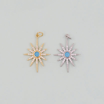 Gold Star Charms,18K Gold Filled Starburst Pendant,North Star Charm Bracelet Necklace for DIY Jewelry Making Supply