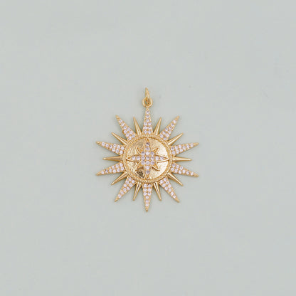 Gold Sun Charms,18K Gold Filled Star  Pendant,Celestial Charm Bracelet Necklace for DIY Jewelry Making Supply