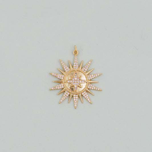 Gold Sun Charms,18K Gold Filled Star  Pendant,Celestial Charm Bracelet Necklace for DIY Jewelry Making Supply